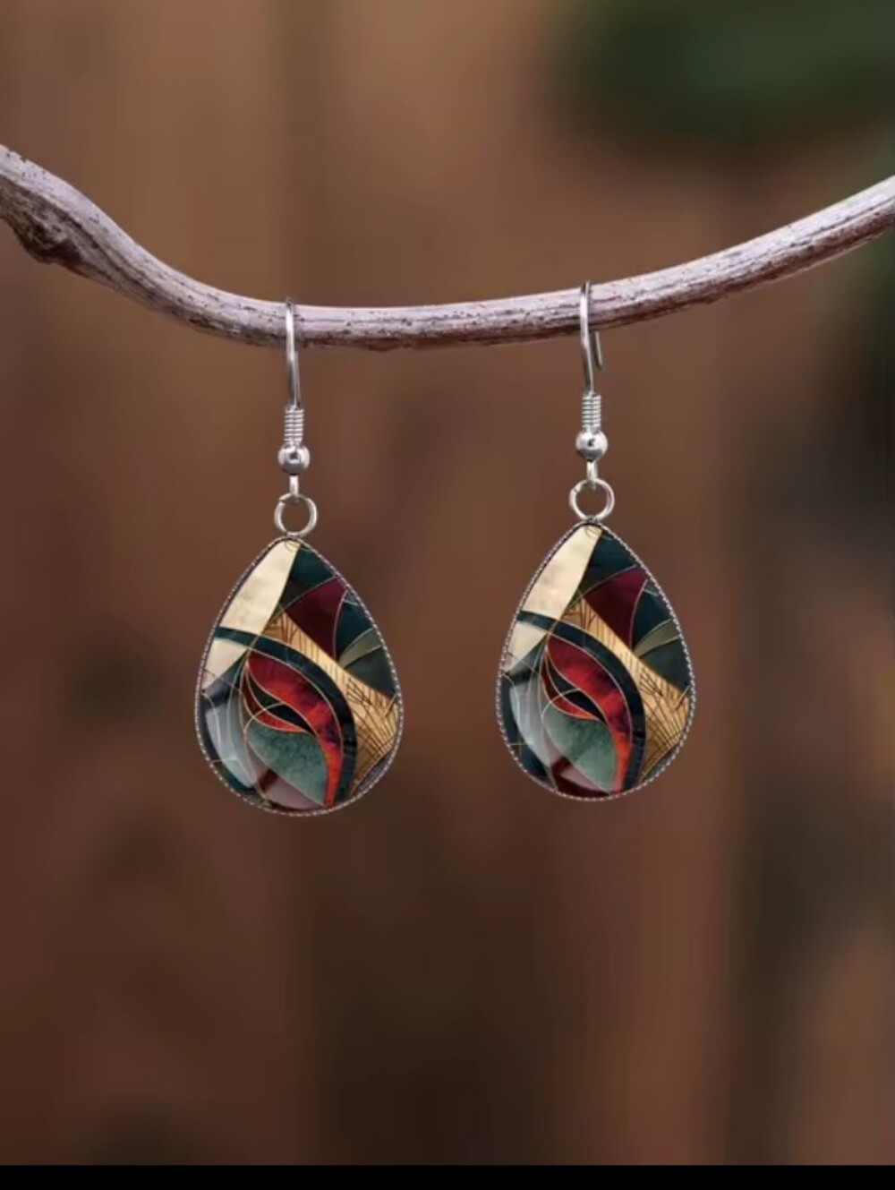 Earrings Women's Geometric Convex Glass Water Drop Jewelry G25